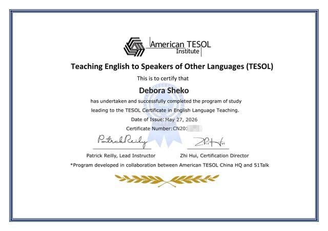 TESOL certificate, American TESOL Institute, 2026
